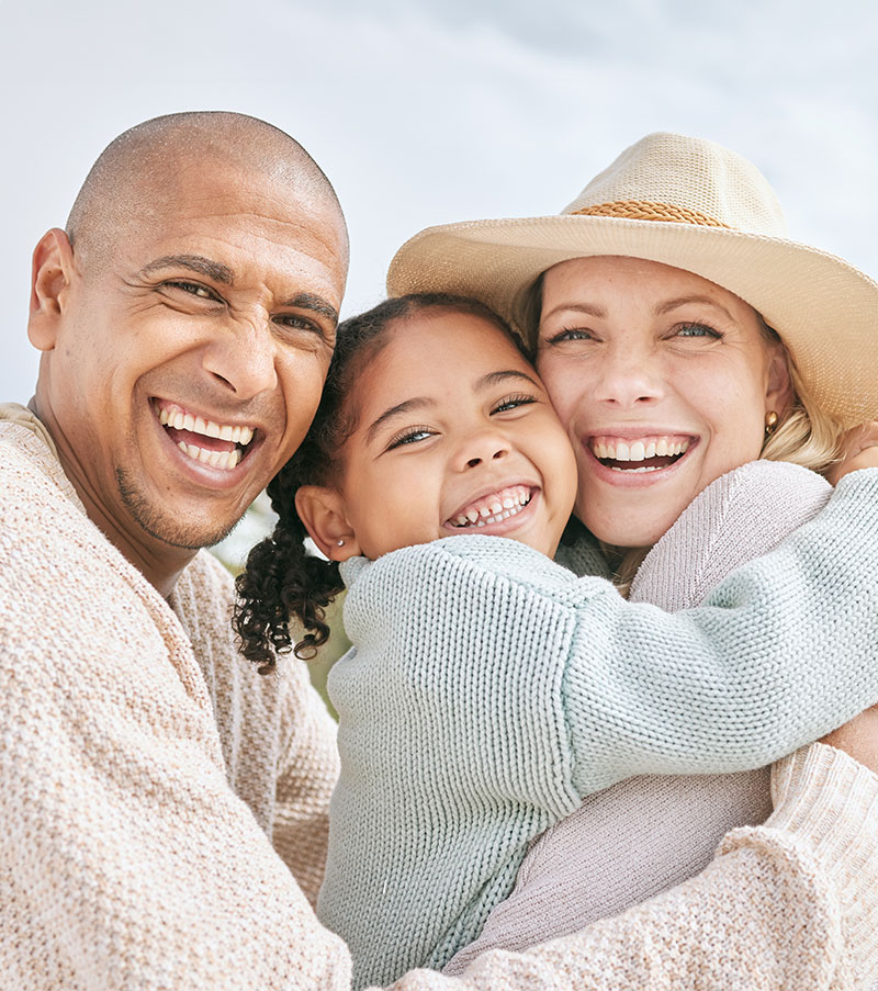 Happy family of three